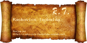 Raskovics Teobalda névjegykártya